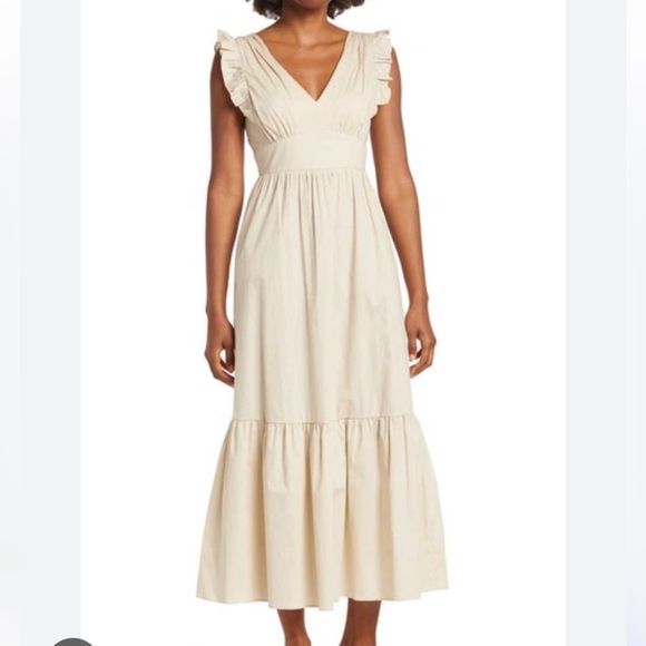 Maggy London V-neck sleeveless dress in Sand, 0 - Picture 1 of 8